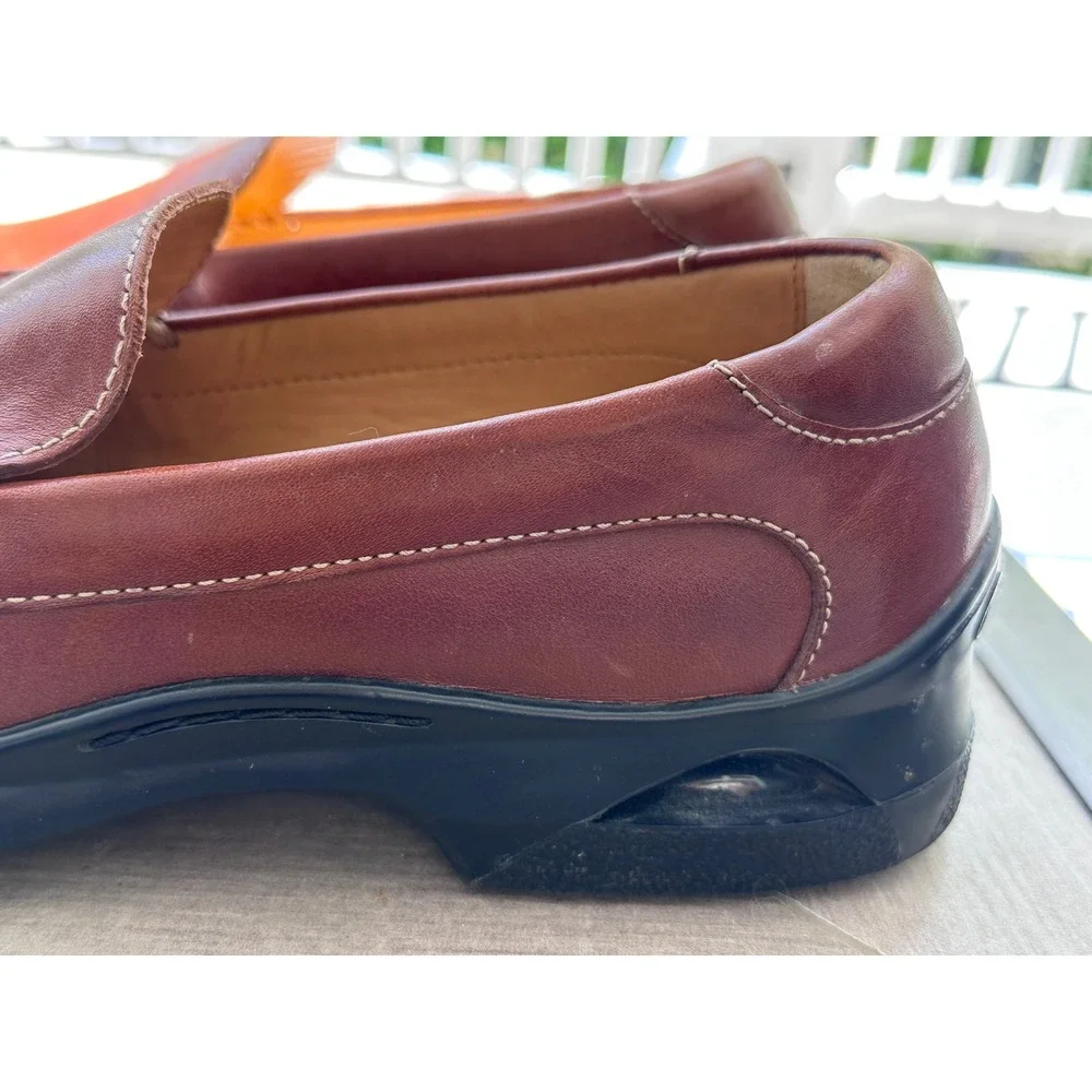 Cole Haan Loafers Mens 9.5M Brown Good Nike Air Leather Slip On‎ Moc Toe Shoes